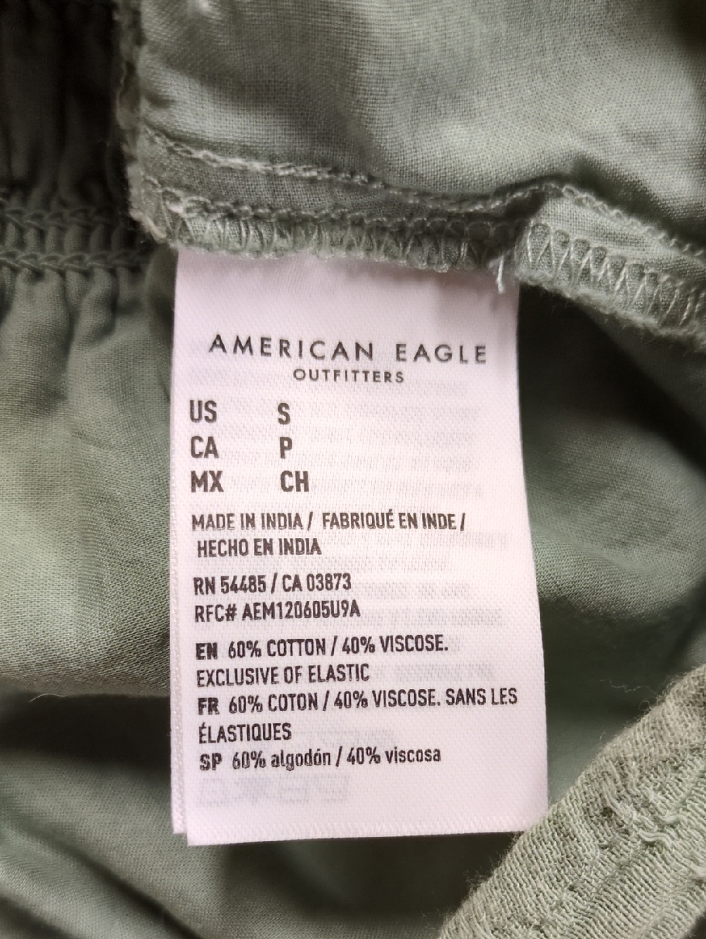 American Eagle Smocked Babydoll Long Sleeve Green Top Size Small - Picture 7 of 9